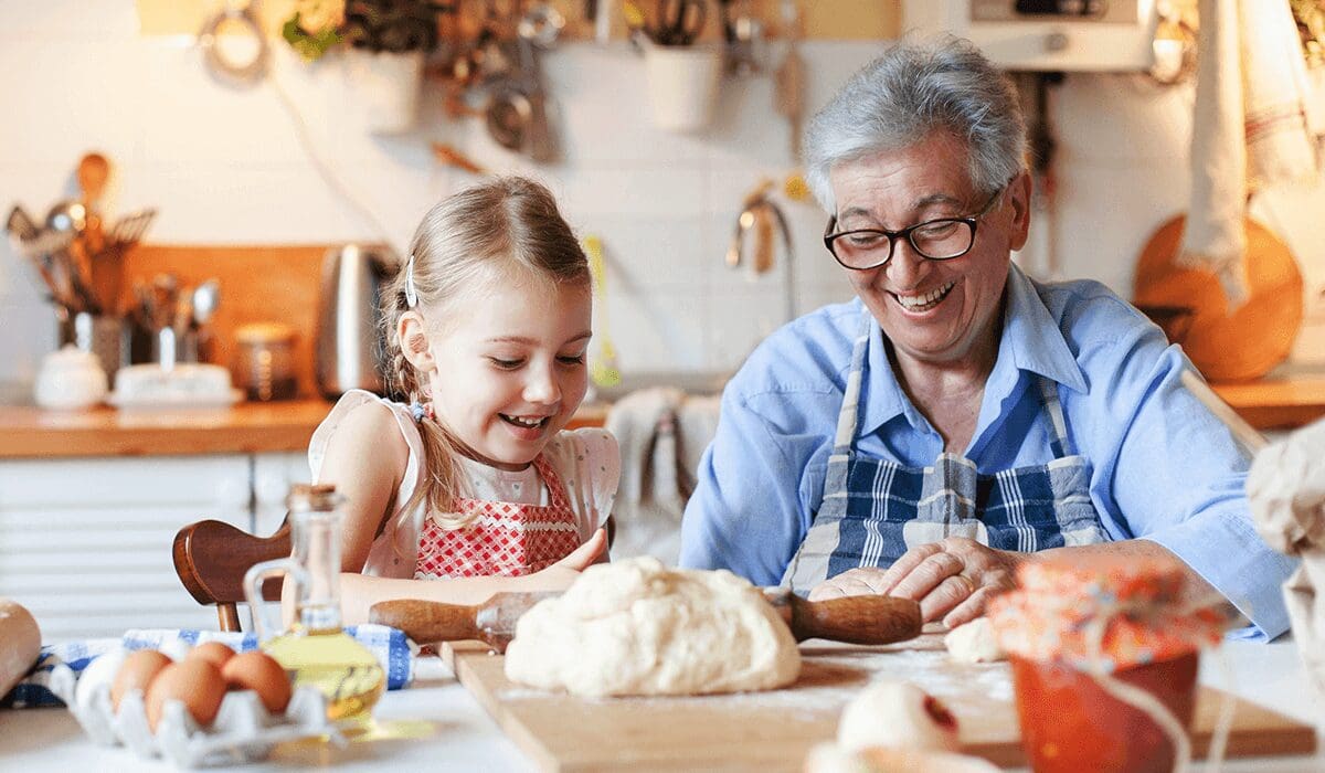 picture of a grandmother and granddaughter celebrating thanksgiving